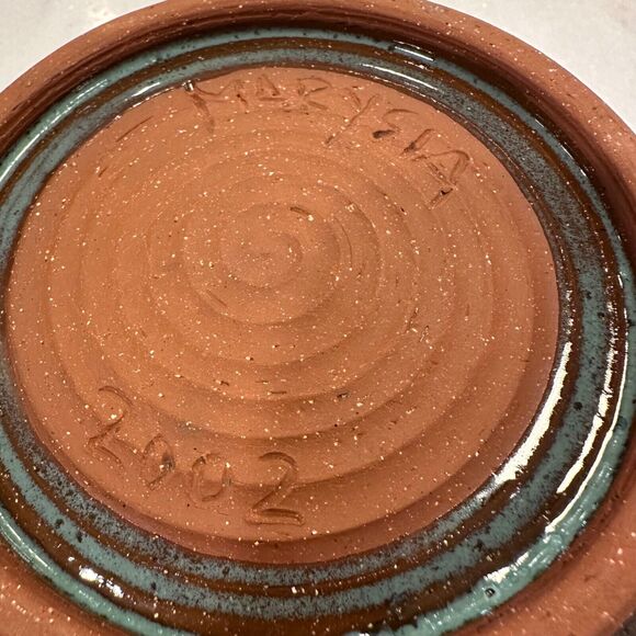 Large Pottery Fruit Bowl Centerpiece Server Decorative Turquoise Blue 2002 - Picture 7 of 9